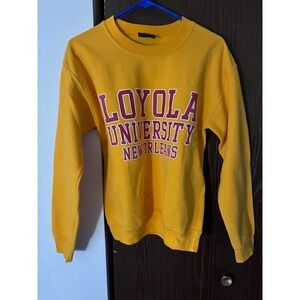 MV SPORT Loyola University New Orleans Sweatshirt Mens Small Yellow Crewneck 19x